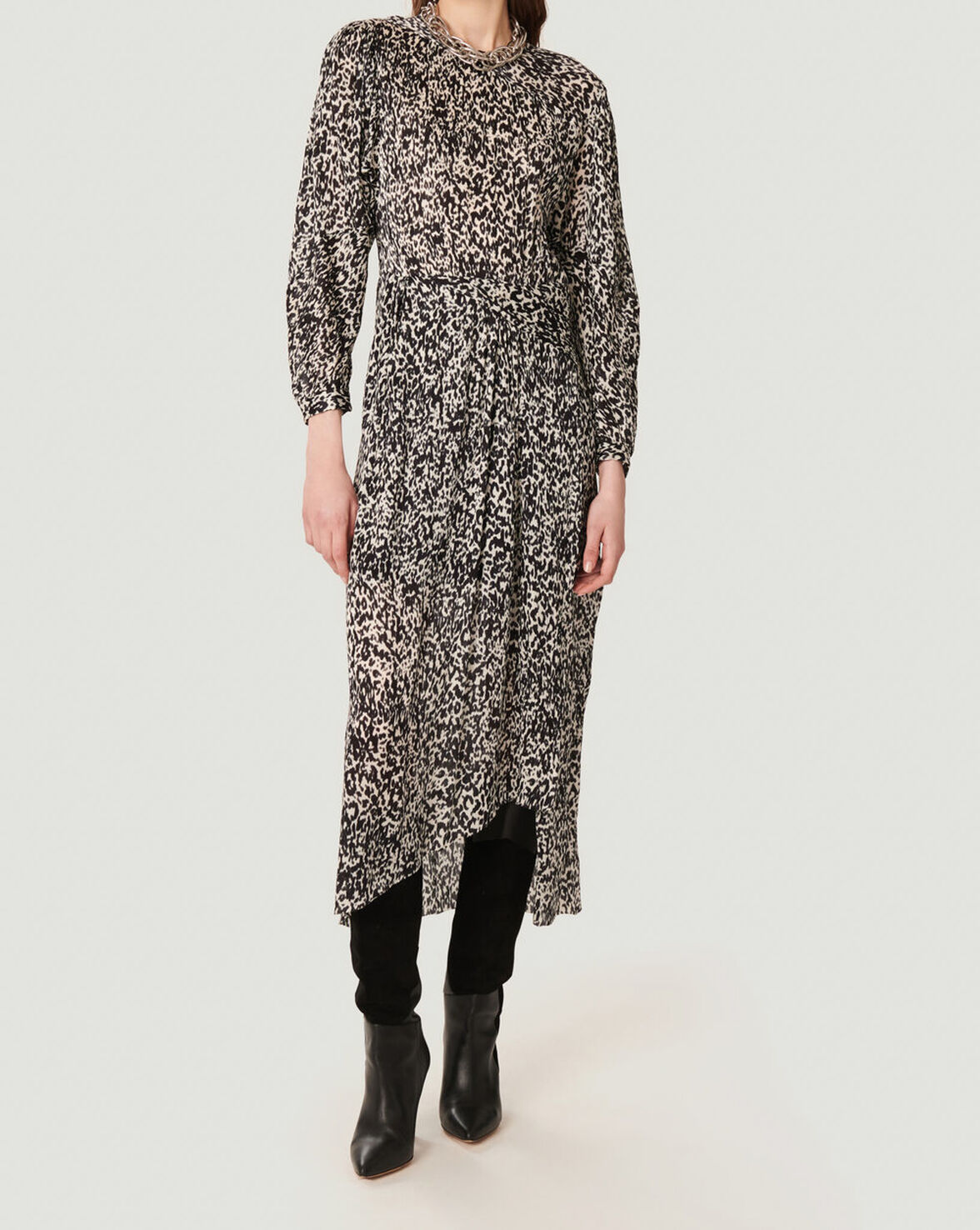 ROMERI PRINTED SILK MIDI DRESS image number null